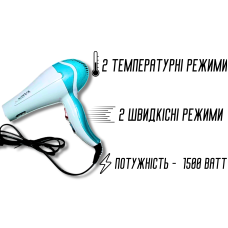 Фен для волосся 2 режими нагрівання та швидкості NOVA NV-9018 /1500W/21см/20см