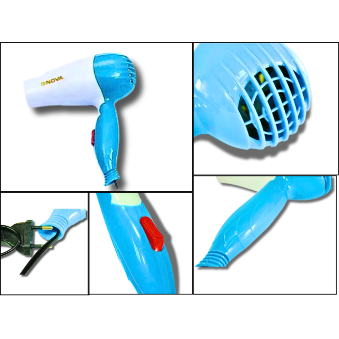 Фен дорожній розкладний для волосся NOVA NV-1290/1000W/16см/18см