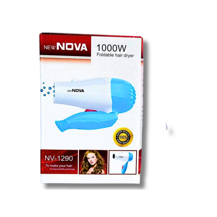 Фен дорожній розкладний для волосся NOVA NV-1290/1000W/16см/18см