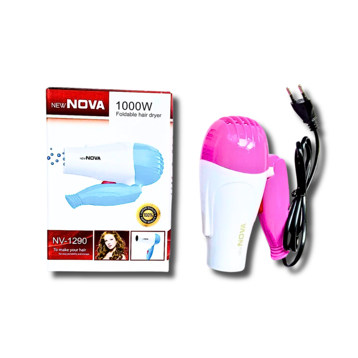 Фен дорожній розкладний для волосся NOVA NV-1290/1000W/16см/18см