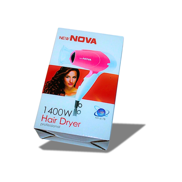 Фен дорожній розкладний для волосся з насадкою NOVA NV-617B/1400W/14см/19см