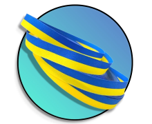 Стрічки атласні жовто-сині
