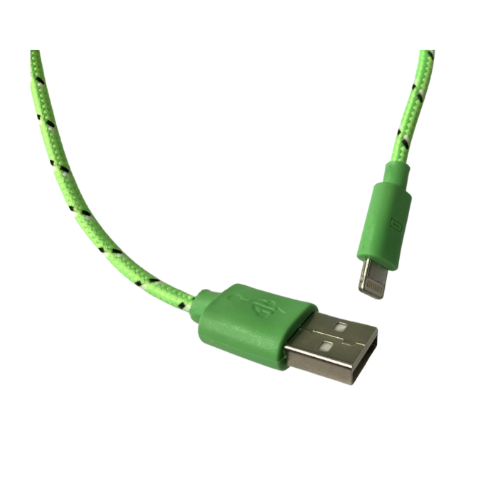 Кабель Lightning/USB 1м тканинний салатовий