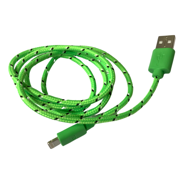 Кабель Lightning/USB 1м тканинний салатовий