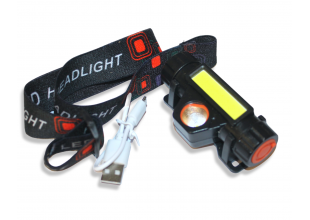 Ліхтарик налобний світлодіодний акумуляторний USB №101 8см/4см