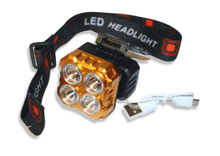 Ліхтарик налобний світлодіодний акумуляторний USB HX-208-4 5см/5см