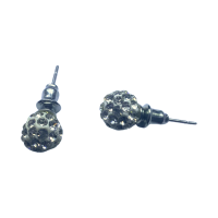 Сережки зі стразами Шамбала гвоздики білі Ø7мм/2шт