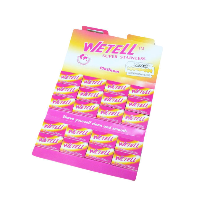 Леза Wetell із нержавіючої сталі на планшеті 100шт/20 коробок