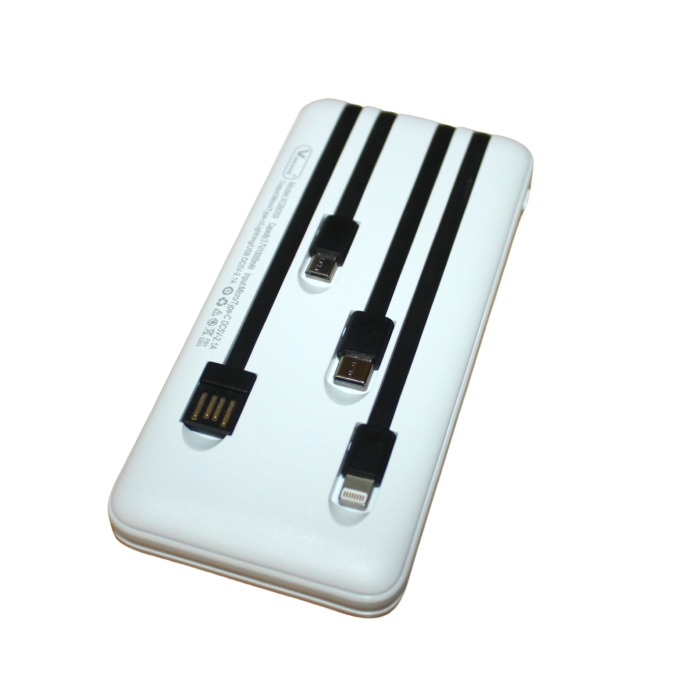 Power Bank Viaking GB059 10000 мАг портативний акумулятор із ліхтариком індикатором зарядки та 4 кабелями