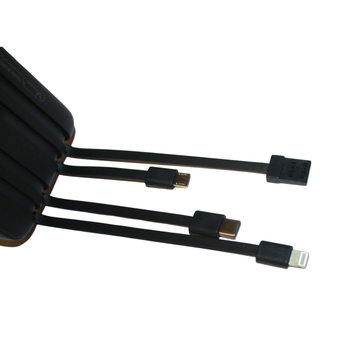 Power Bank Viaking GB059 10000 мАг портативний акумулятор із ліхтариком індикатором зарядки та 4 кабелями