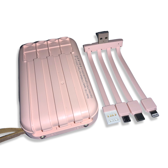 Power Bank Viaking Y148 10000 мАч портативный аккумулятор со светодиодным дисплеем фонариком и 4 кабелями 