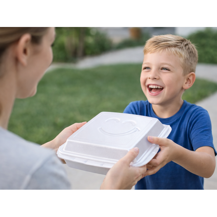 Ланч-бокс одноразовый на два отдела 40х25х4.5см