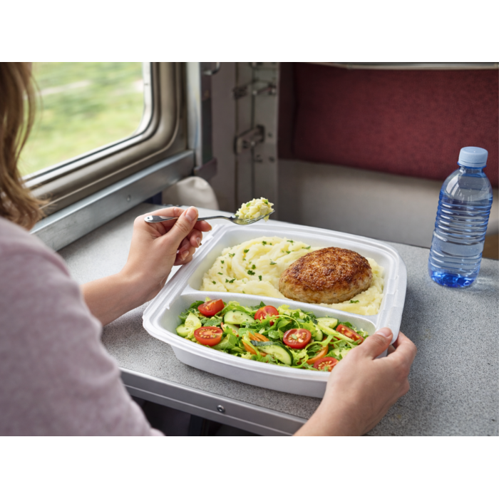 Ланч-бокс одноразовый на два отдела 40х25х4.5см