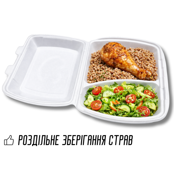 Ланч-бокс одноразовый на два отдела 40х25х4.5см