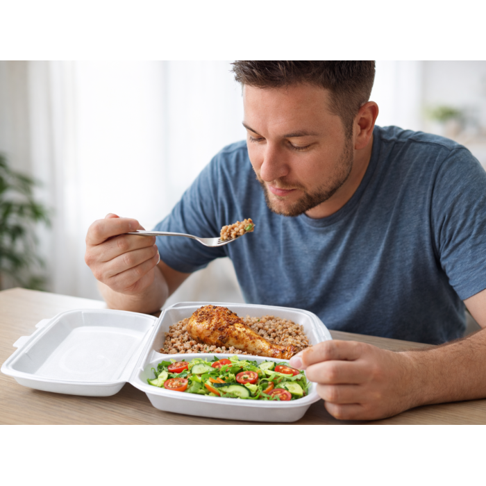Ланч-бокс одноразовый на два отдела 40х25х4.5см