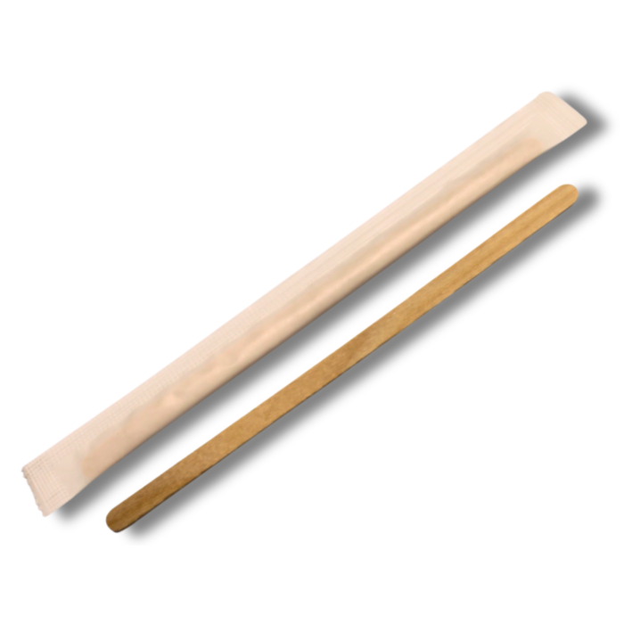 Палочка одноразова дерев'яна в індивідуальному пакуванні для чаю та кави 1шт/14см