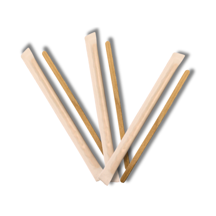 Палочка одноразова дерев'яна в індивідуальному пакуванні для чаю та кави 1шт/14см