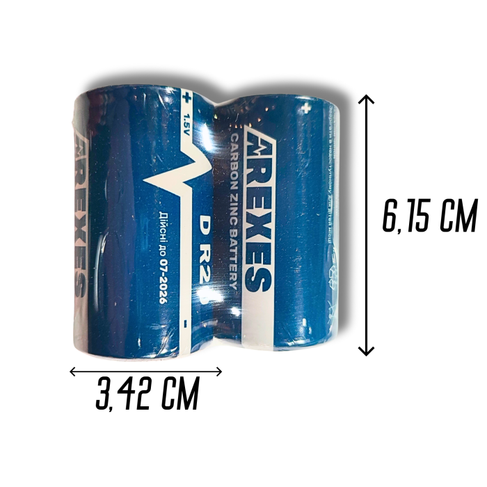 Батарейки AREXES D R20 Карбон-Цинк, 1.5V, 3,42×6,15см/2шт