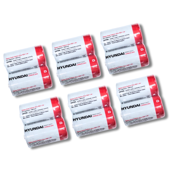 Батарейки Hyundai Heavy Duty R20 Карбон-Цинк, 1.5V, 3,42×6,15см/2шт