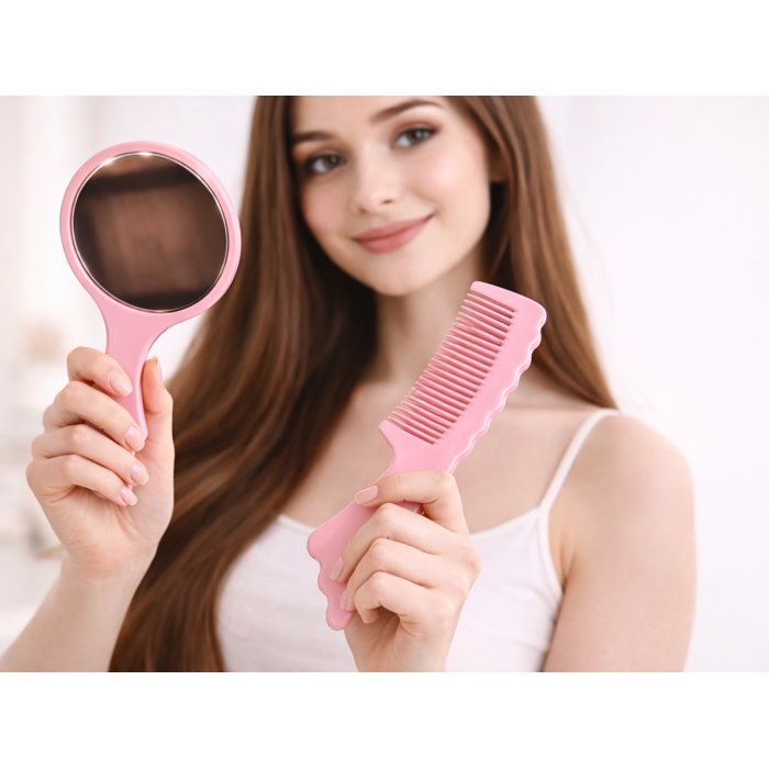Расческа с зеркалом набор 70х130х2мм