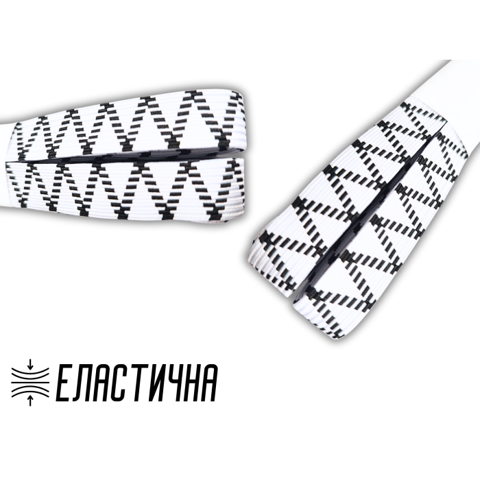 Гумка білизняна чорно-біла Зіг-Заг 1.4см/2.5м