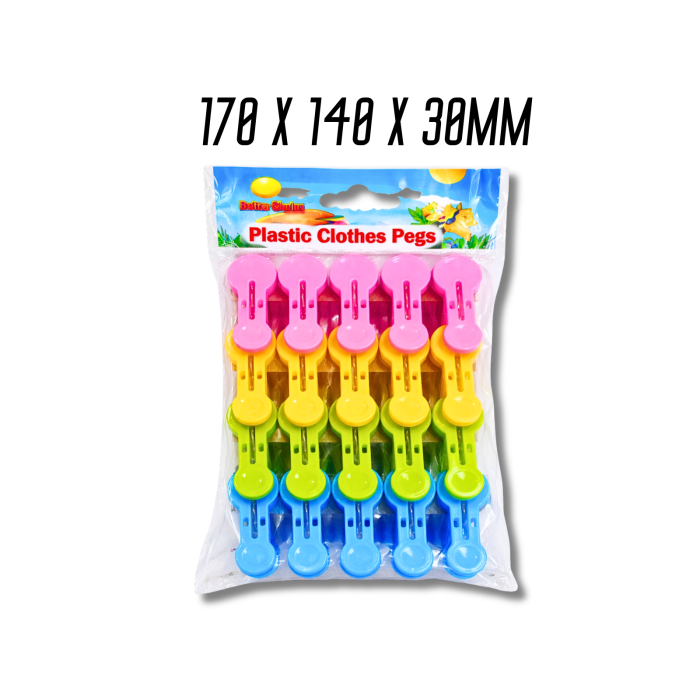 Пластиковые прищепки маленькие закругленные ассорти 170х140х30мм/20шт