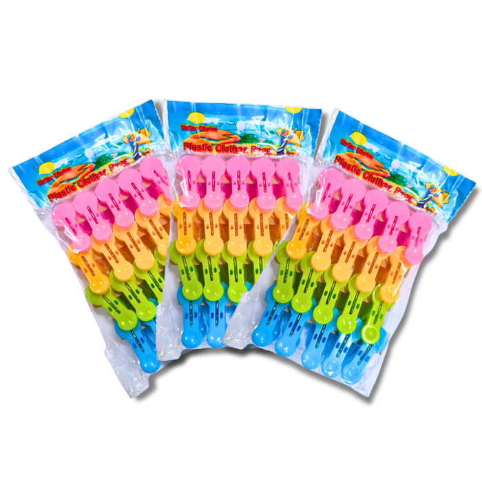 Пластиковые прищепки маленькие закругленные ассорти 170х140х30мм/20шт