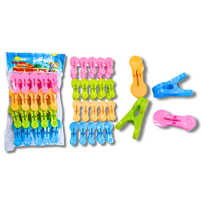 Пластиковые прищепки маленькие закругленные ассорти 170х140х30мм/20шт