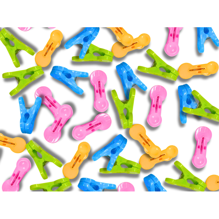 Пластиковые прищепки маленькие закругленные ассорти 170х140х30мм/20шт