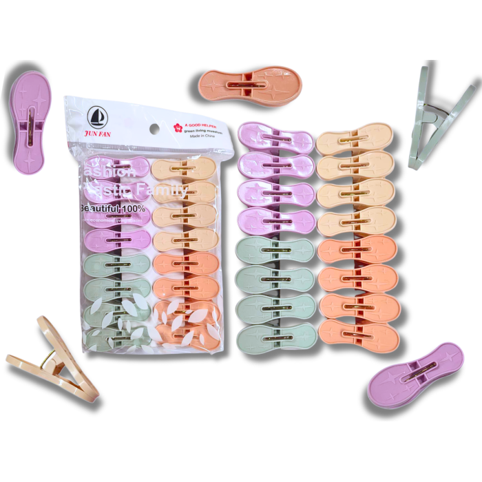 Пластиковые прищепки большие закругленные ассорти 200х130х40мм/16 шт