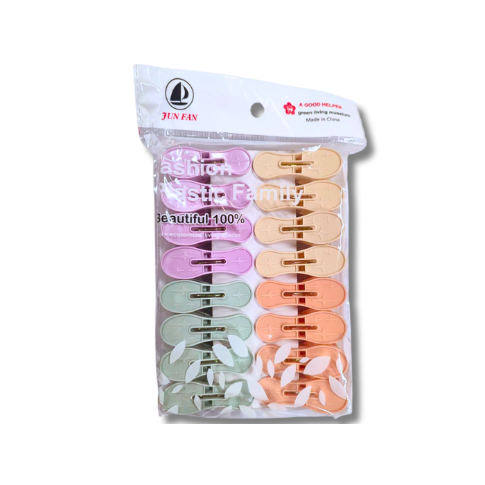 Пластиковые прищепки большие закругленные ассорти 200х130х40мм/16 шт