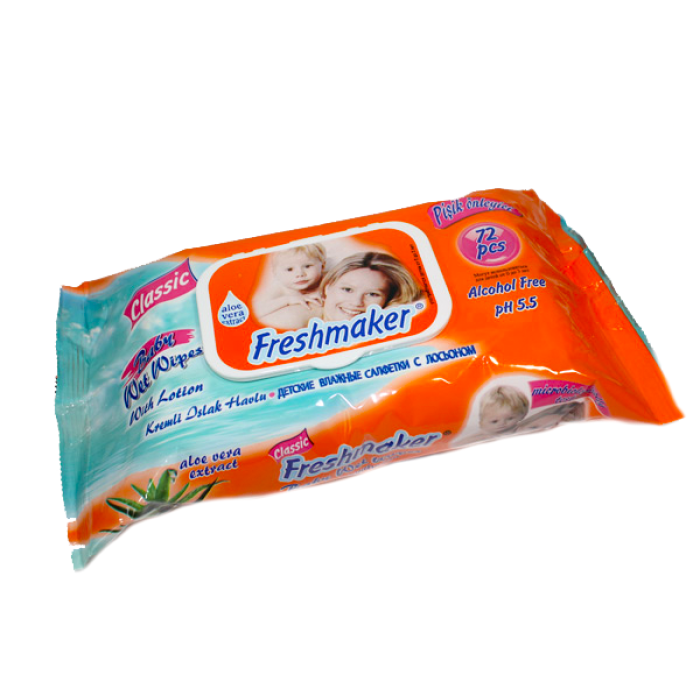 Серветки вологі Freshmaker з ковпаком 72шт