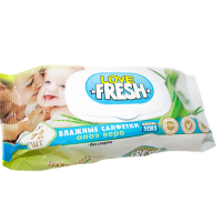 Серветки вологі Love Fresh дитячі з ковпаком 72шт