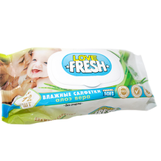 Серветки вологі Love Fresh дитячі з ковпаком 72шт