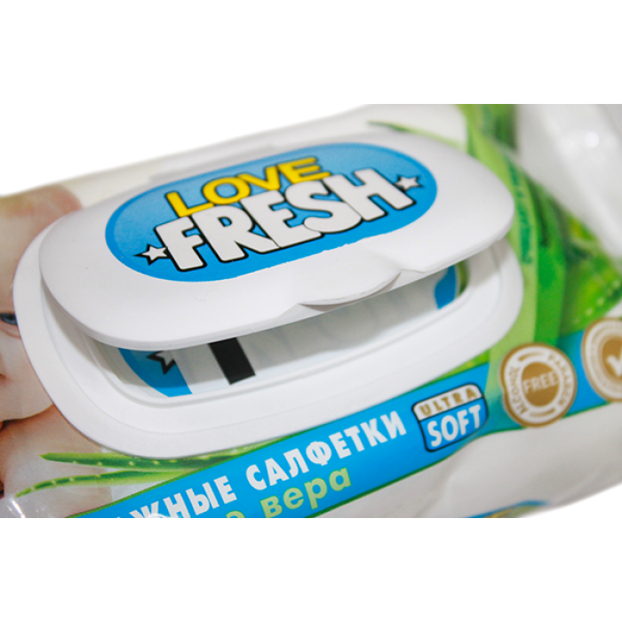 Серветки вологі Love Fresh дитячі з ковпаком 72шт