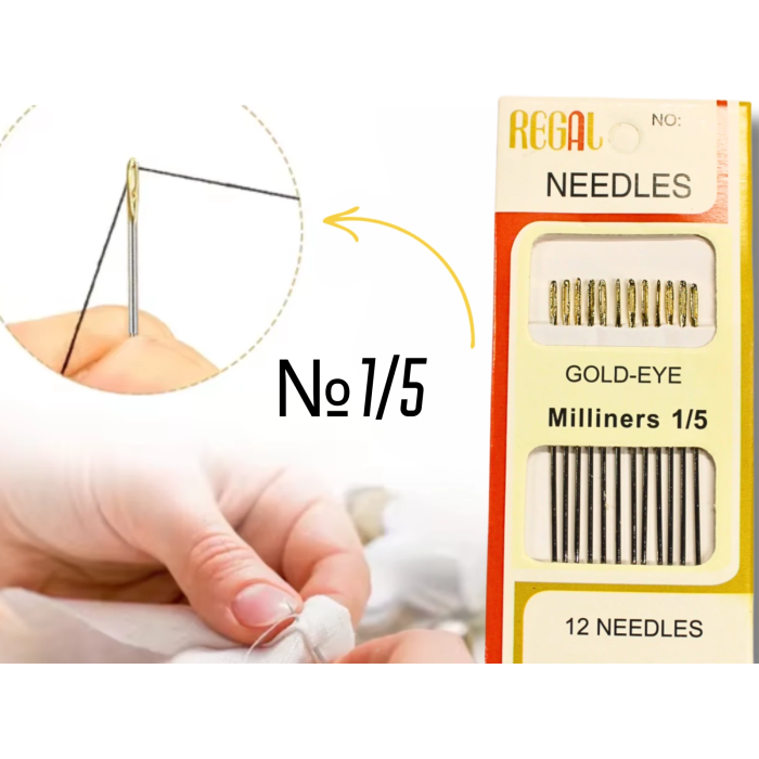 Голки для ручного шиття зі збільшеними вушками GOLD – EYE Embroidery 1/5/12 голок
