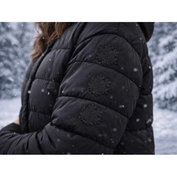 Аппликация для одежды нашивка №123 Черные снежинки 9шт/3.5х4см