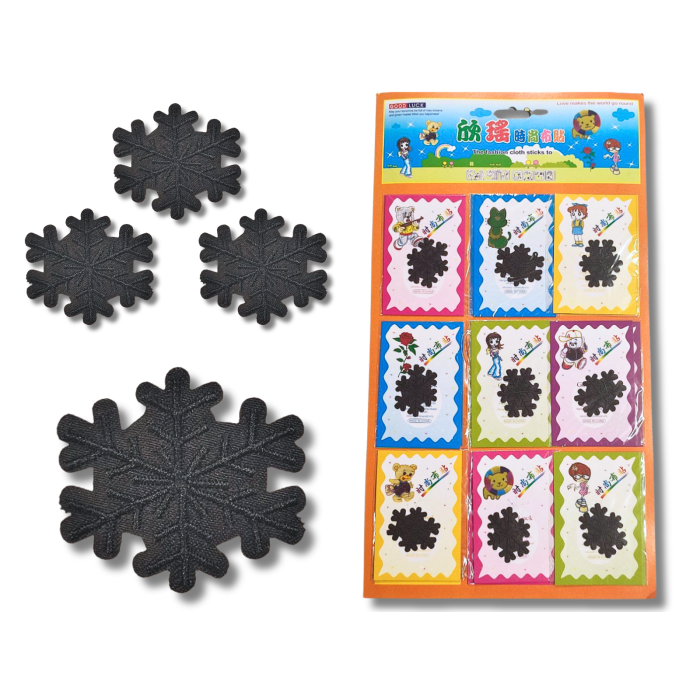 Аппликация для одежды нашивка №123 Черные снежинки 9шт/3.5х4см