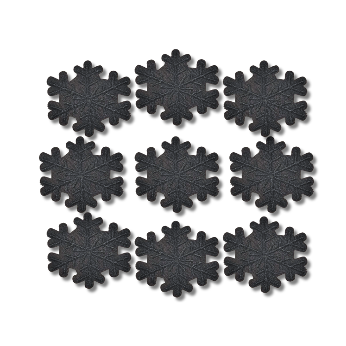 Аппликация для одежды нашивка №123 Черные снежинки 9шт/3.5х4см