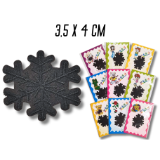 Аплікація для одягу нашивка №123 Чорні сніжинки 9шт/3.5х4см