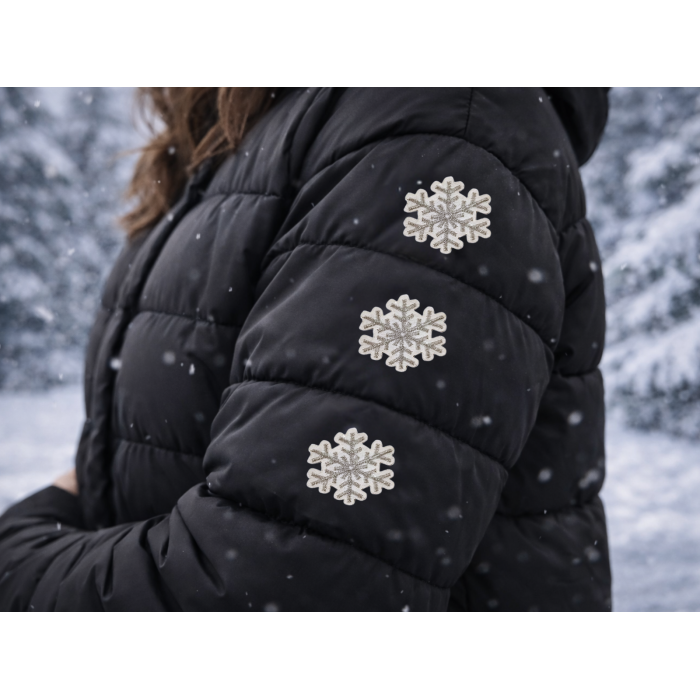 Аппликация для одежды нашивка №124 цветные снежинки 9шт/3.5х4см