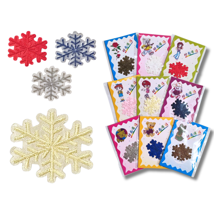 Аппликация для одежды нашивка №124 цветные снежинки 9шт/3.5х4см