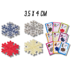 Аплікація для одягу нашивка №124 кольорові сніжинки 9шт/3.5х4см