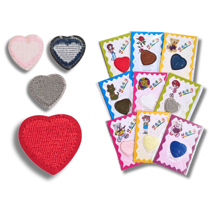 Аппликация для одежды нашивка №125 цветные сердечки 9шт/3.5х3.5см