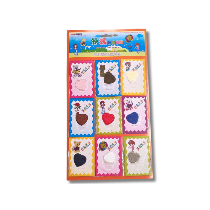 Аппликация для одежды нашивка №125 цветные сердечки 9шт/3.5х3.5см