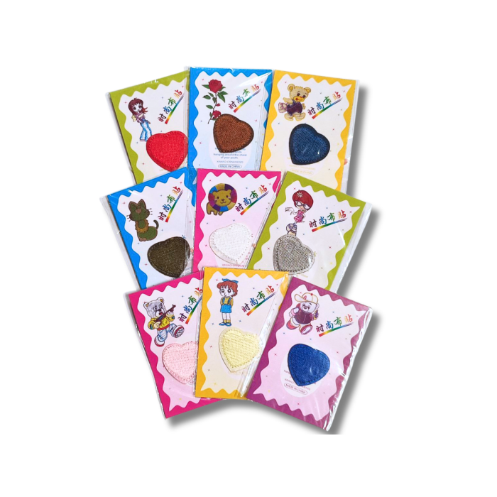 Аппликация для одежды нашивка №125 цветные сердечки 9шт/3.5х3.5см