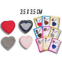 Аппликация для одежды нашивка №125 цветные сердечки 9шт/3.5х3.5см