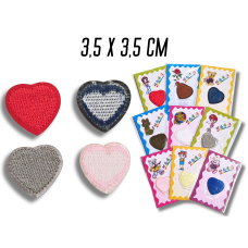Аплікація для одягу нашивка №125 кольорові сердечка 9шт/3.5х3.5см
