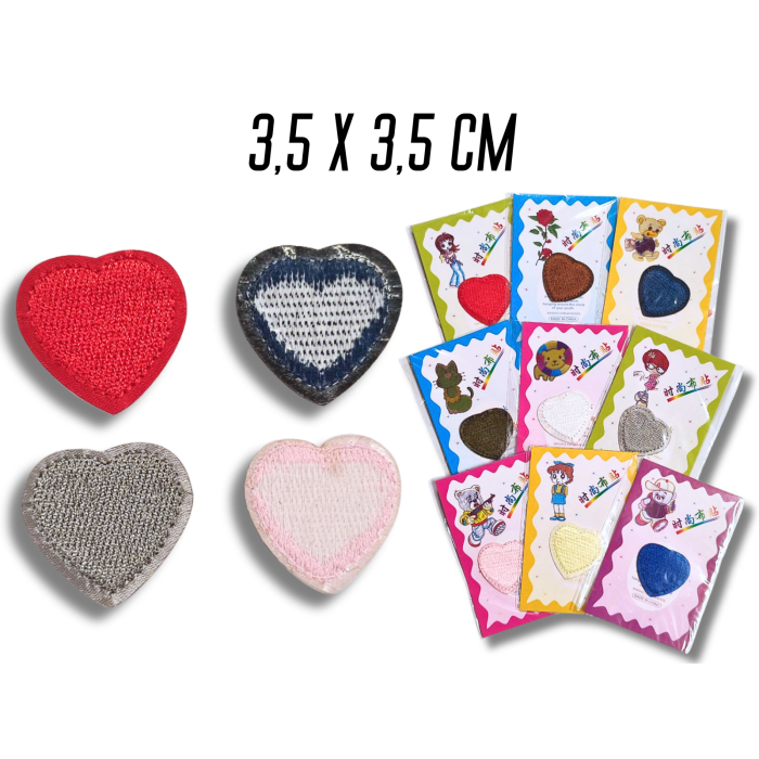 Аппликация для одежды нашивка №125 цветные сердечки 9шт/3.5х3.5см