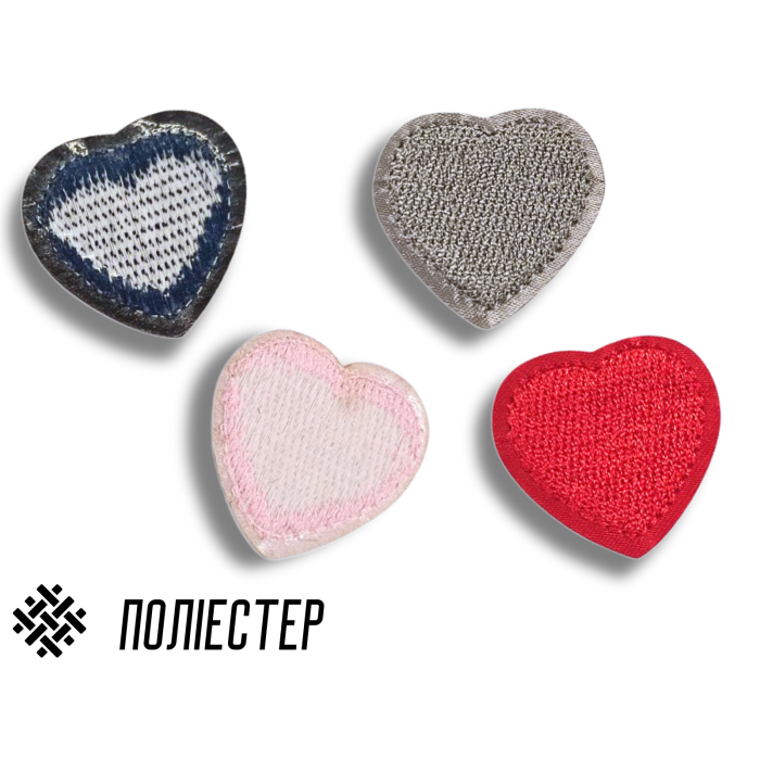 Аппликация для одежды нашивка №125 цветные сердечки 9шт/3.5х3.5см